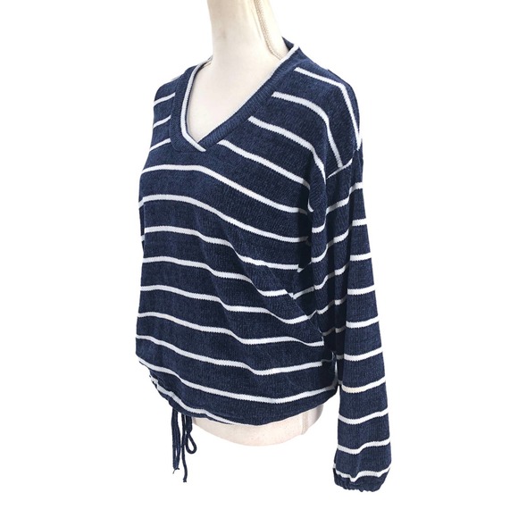 OVS Womens Size Small Nautical Spring Striped Sweater Pullover Drawstring Waist - Picture 5 of 7